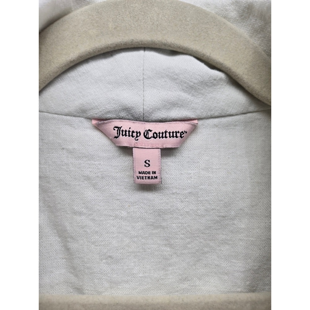 Juicy Couture White‎ Linen Blend Utility Vest Cargo Draped Open Small Safari - Picture 4 of 5